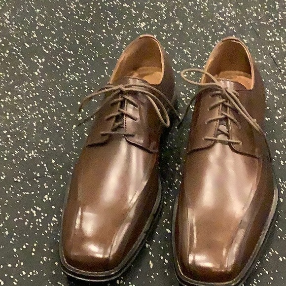 Johnson Murphy brown leather square toe oxfords.  Men’s 10.5 - Picture 1 of 4